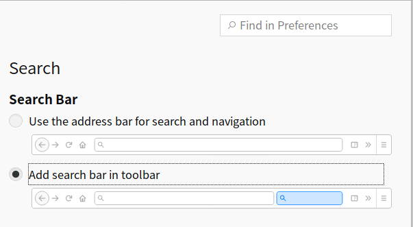 Preferences -> Search